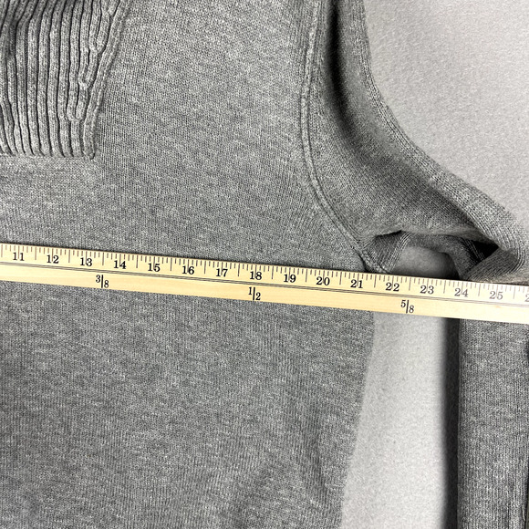 Banana Republic Shawl Collar Sweater Mens Large Gray Elbow Shoulder Patch Cotton - Picture 8 of 16